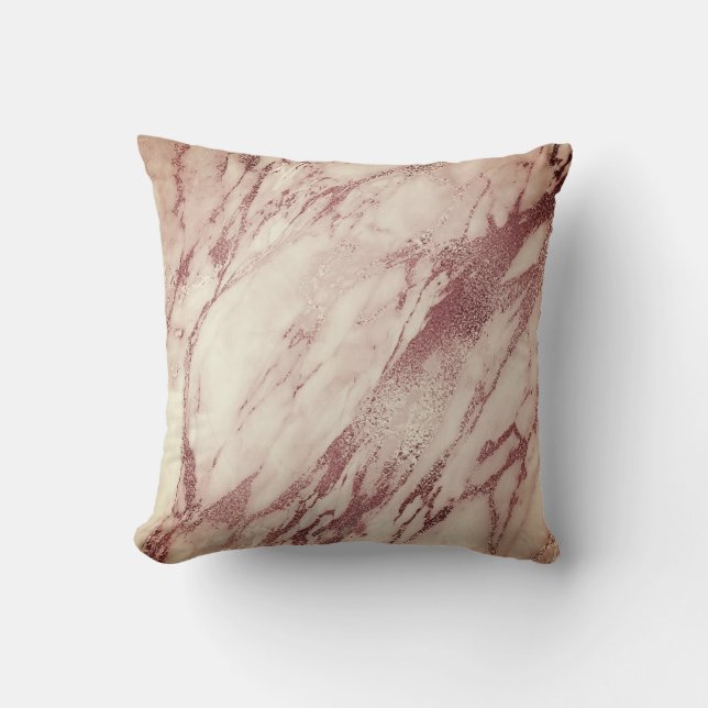 Rosa ros  Powder Creamy Glam Marble Copper Kudde (Framsida)