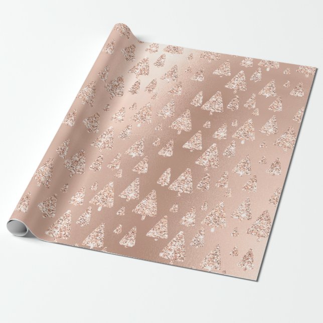 Rosa ros Powder Guld Glitter Julgran Presentpapper (Utrullad)