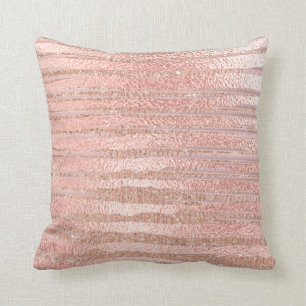 Rosa ros pudrar guld- glitterMetalliStripes linjer Kudde