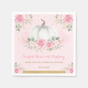 Rosa ros Pumpkin Birthday Baby Shower-favoriter Pappersservett