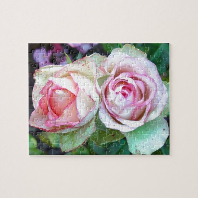 Rosa ros Puzzle med Gift Box Pussel (Horisontell)