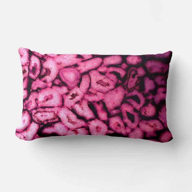 Rosa ros Quartz Agate Geodes abstrakt mönster Lumbarkudde (Framsida)