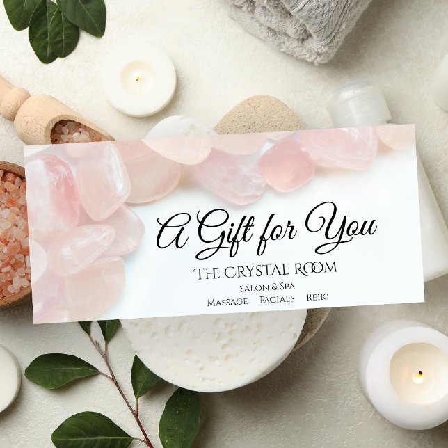 Rosa ros Quartz Spa Salon Gift-certifikat Reklamkort (Skapare uppladdad)