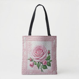 Rosa ros Quilt Tygkasse