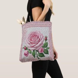 Rosa ros Quilt Tygkasse