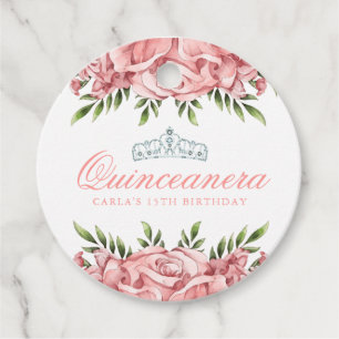 Rosa ros Quinceanera Gåvor Etiketter