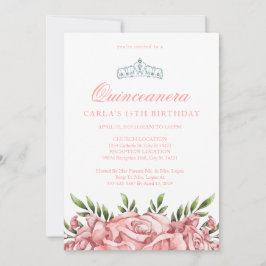 Rosa ros | Quinceanera-inbjudningar Inbjudningar