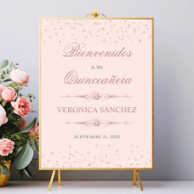 Rosa ros Quinceanera Välkommen Bienvenidos