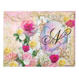 Rosa ros Rainbow Butterfly Guld Decor Monogram Anteckningsblock