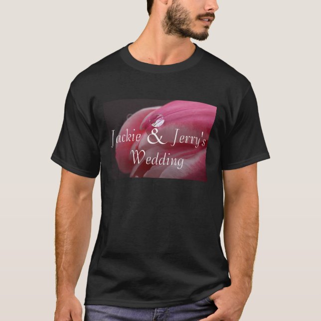 Rosa ros RainDrop Bröllop Tee (Framsida)