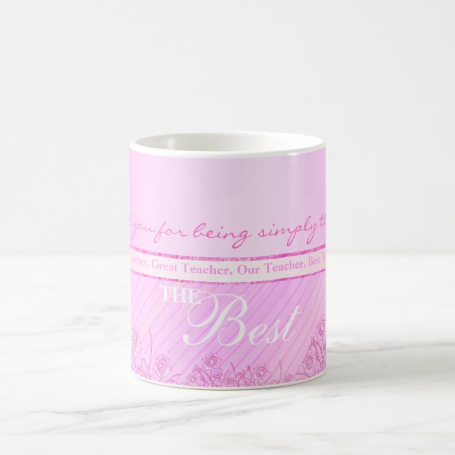 Rosa ros rånar för den bäst lärare kaffemugg (Center)