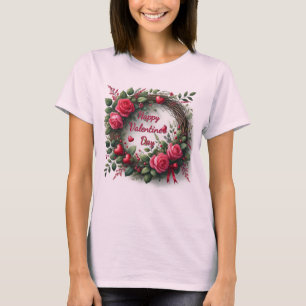 Rosa ros Red Heart Valentine Day T Shirt