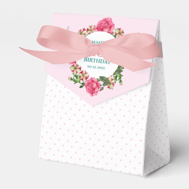 Rosa ros Red White Petunia Polka dots Presentaskar (Framsidan Sidan)