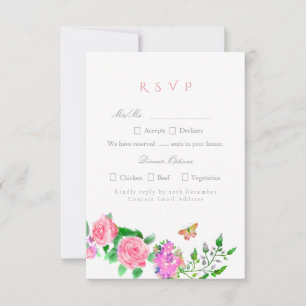 Rosa ros Ribbon Monogram Bröllop OSA Kort