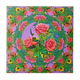 Rosa ros Ringar Kakelplatta