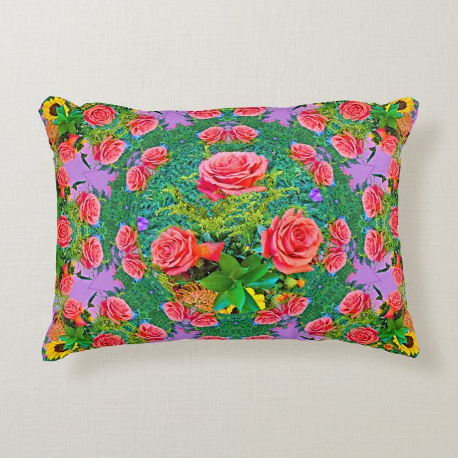 Rosa ros Ringar Prydnadskudde (Framsidan)