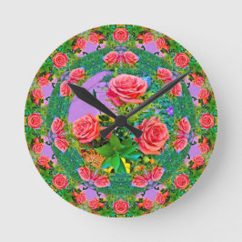 Rosa ros Ringar Rund Klocka