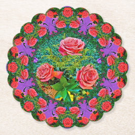 Rosa ros Ringar Underlägg Papper