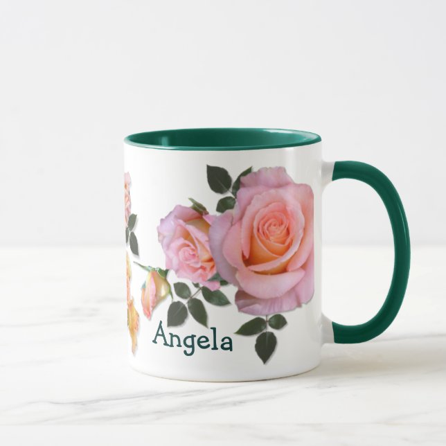 Rosa ros ~ Ringer Mugg (Höger)