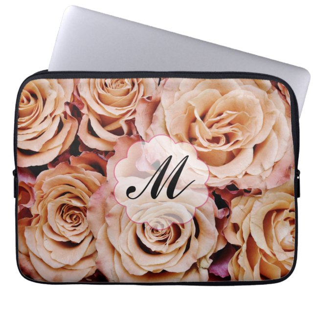Rosa ros Ro Anpassningsbar Monogram Laptop sleeve (Framsidan)