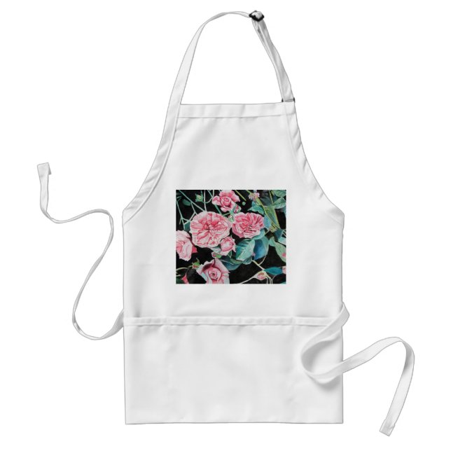 Rosa ros Ro blommigt blommor vattenfärgen Apron Förkläde (Framsidan)
