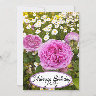 Rosa ros Ro Flower Blommigt Söt Girls Inbjudningar