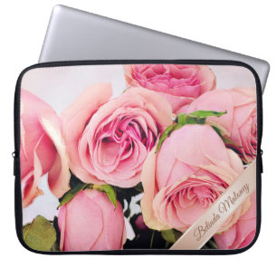 Rosa ros Ro Guld Lägg till Namn Laptop Fodral