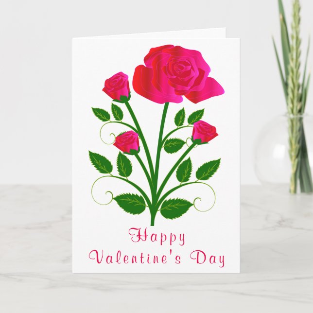 Rosa ros Romantic Valentine Day Card Kort (Framsida)