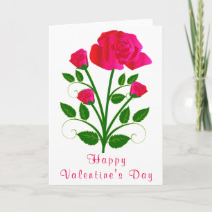 Rosa ros Romantic Valentine Day Card Kort