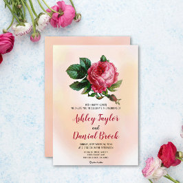 rosa ros-romantiska blommigten Bröllop Inbjudningar