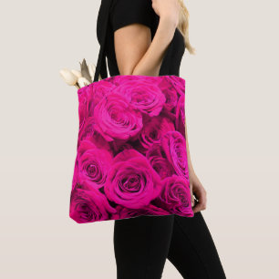 Rosa ros rosa rosa blommigt tygkasse