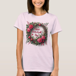 Rosa ros rött hjärta Alla hjärtans dag T Shirt