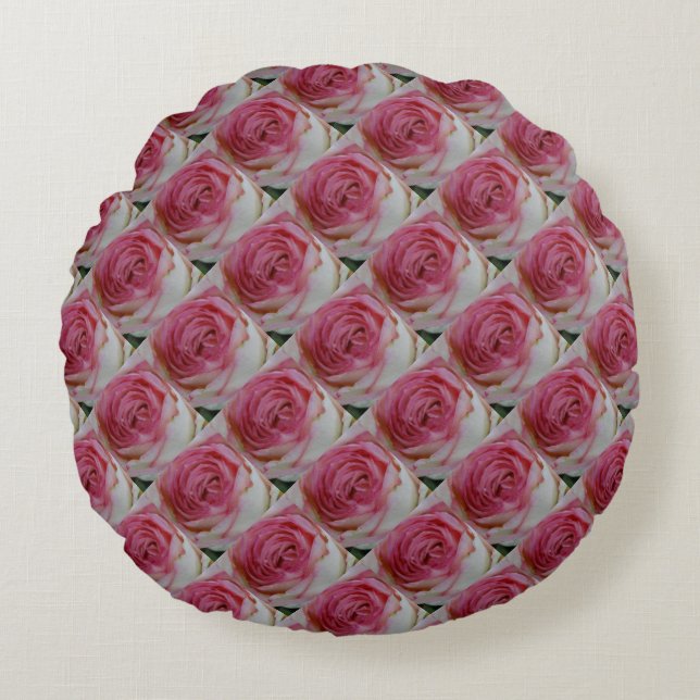 Rosa ros rund kudde (Framsidan)