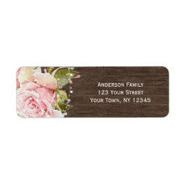 Rosa ros Rustic Wood Ljus Returadress Returadress Etikett