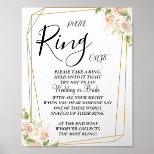 Rosa ros Sätt en Ring-möhippa-spelskylt Poster
