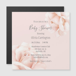 Rosa ros Script Baby Shower Magnetisk Inbjudningskort