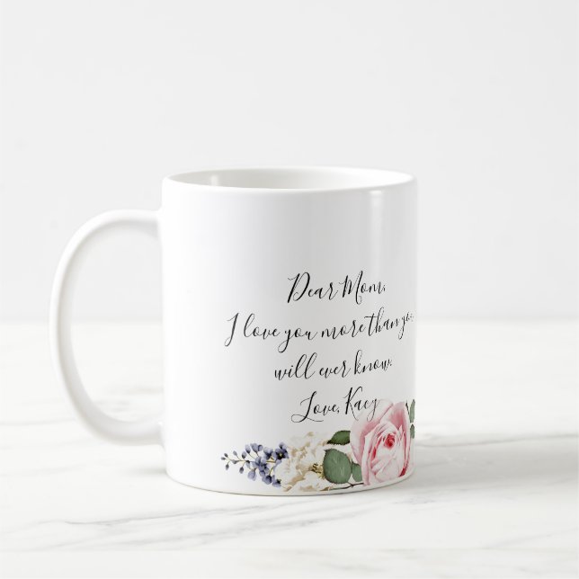 Rosa ros Sentiment Bäste Mamma Anpassningsbar Phot Kaffemugg (Vänster)