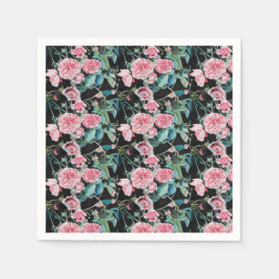 Rosa Ros Shabby Chic Blommig Serviett Servietter Pappersservett