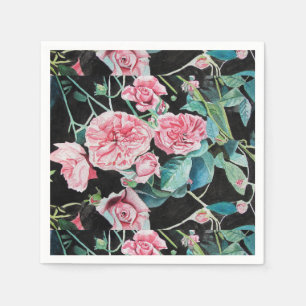Rosa Ros Shabby Chic blommiga Servietter Pappersservett