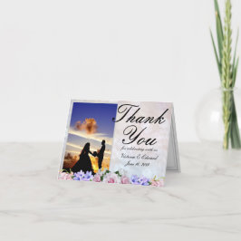 Rosa ros | Silver Bokeh Tack Bröllop Kort