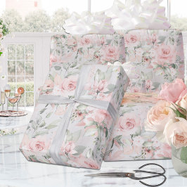 Rosa ros Silver Eucalyptus Greenery Blommigt Presentpapper