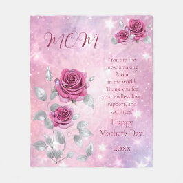 Rosa ros Silver Lövs Sparkling Mamma Fleecefilt