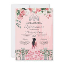 Rosa ros Silver Tiara Royal Princess Quinceañera