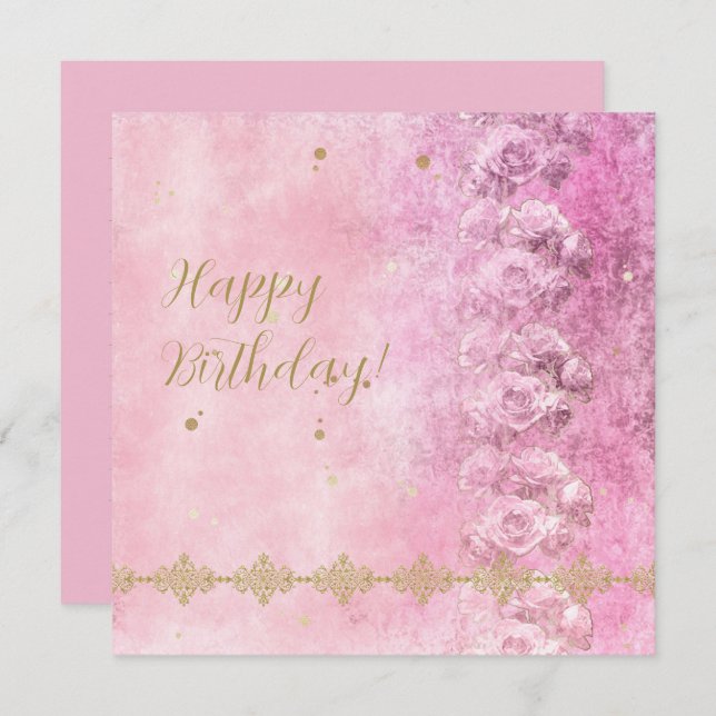 Rosa ros-skugga - hälsningskort julkort (Fram/baksida)