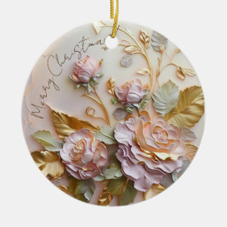  Rosa ros skulptur Julgransprydnad Keramik