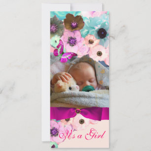 ROSA ROS ,SMÖNSTER FÖR BUTTERFLISK BABY SHOWER FOT INBJUDNINGAR