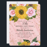 Rosa ros Solblommor Guld Glitter 30års födelsedag Inbjudningar<br><div class="desc">Elegant och snyggt gult solblommor och rosa ros med guld glitter och mousserande ljus på en rosenisk boho-stil rosa 30års födelsedag party--kallelse för kvinnor. Detta kort är helt anpassade för alla åldrar eller tillfälle. Kontakta mig om du behöver hjälp med dina anpassningar eller om du vill be om ytterligare matchande...</div>