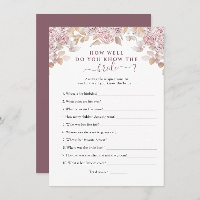 Rosa ros som känner till det bästa spelkortet inbjudningar (Fram/baksida)