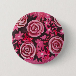 Rosa ros som målar emblem knapp