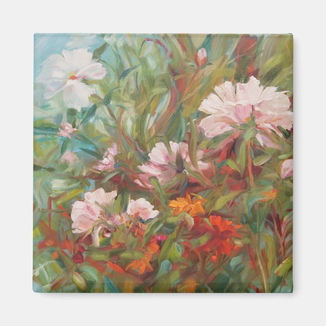 Rosa ros som målar Magnet (Framsidan)